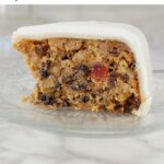 a pinterest image for fruitcake with text overlay.