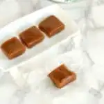 a plate of apple cider caramels