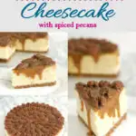 pinterest image for butterscotch cheesecake with text overlay