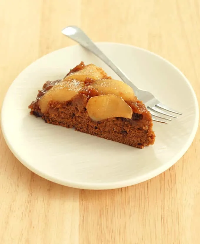 Pear Upside Down Gingerbread Cake