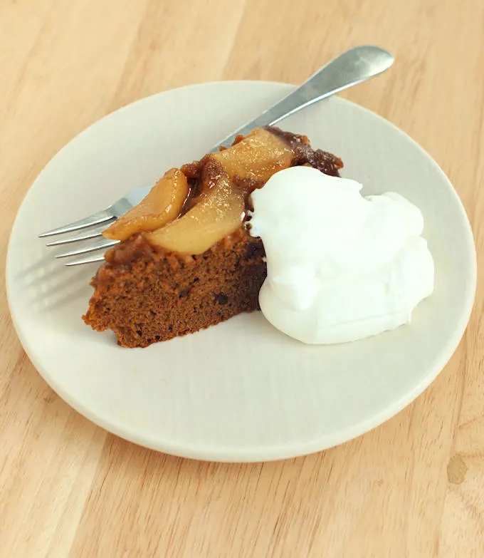 pear upside down gingerbread cake