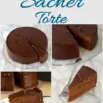 a sacher torte pinterest image with text overlay