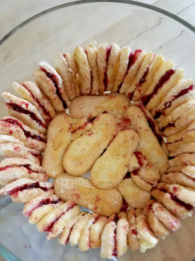ladyfingers lining a trifle bowl
