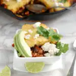 a bowl of Chili Cornbread Cobbler