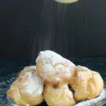 a pinterest image for pate a choux with text overlay