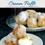 a pinterest image showing cream puffs with text overlay