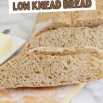 a pinterest image for whole grain no knead with with text overlay.