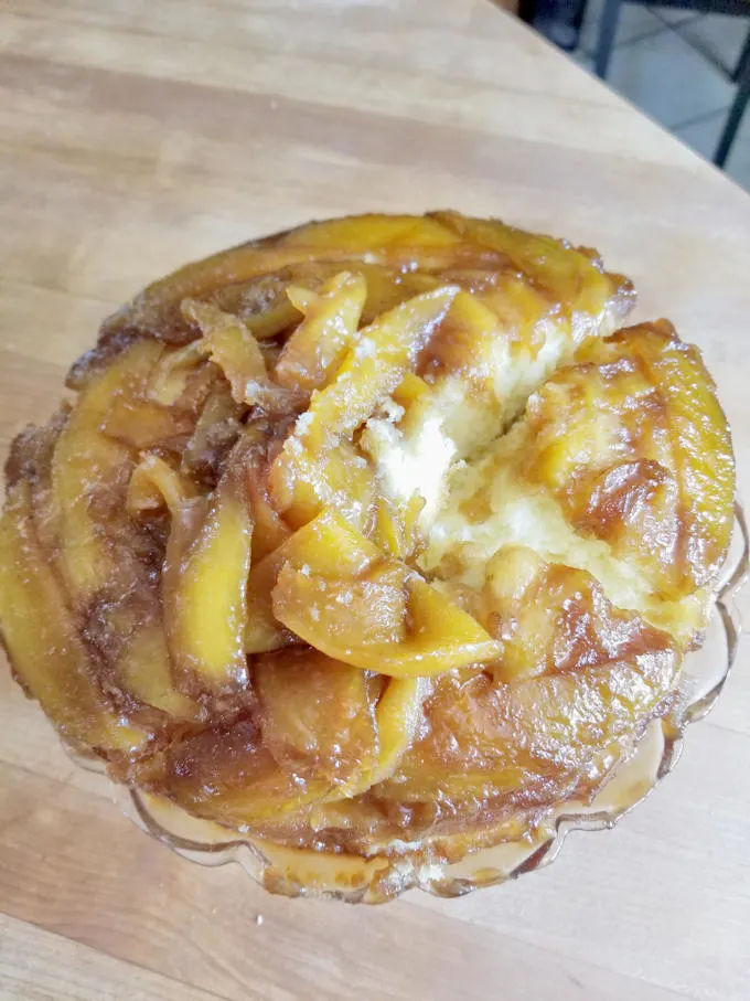 Mango Upside Down Cake broken apart