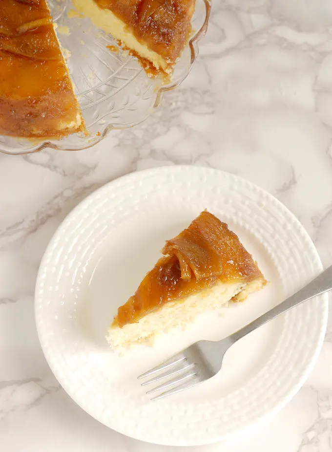 a slice of Mango Upside Down Cake