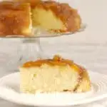 a slice of mango upside down cake