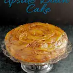 a pinterest image for mango upside down cake