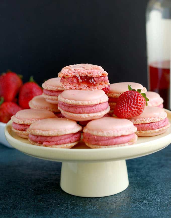 strawberry rose macarons