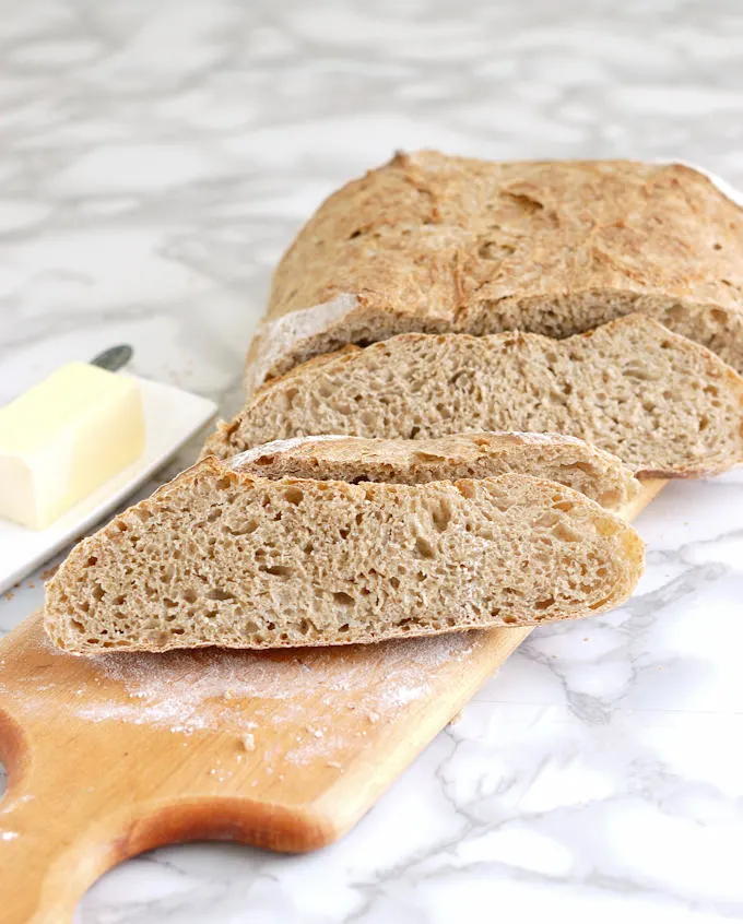 whole grain low knead bread