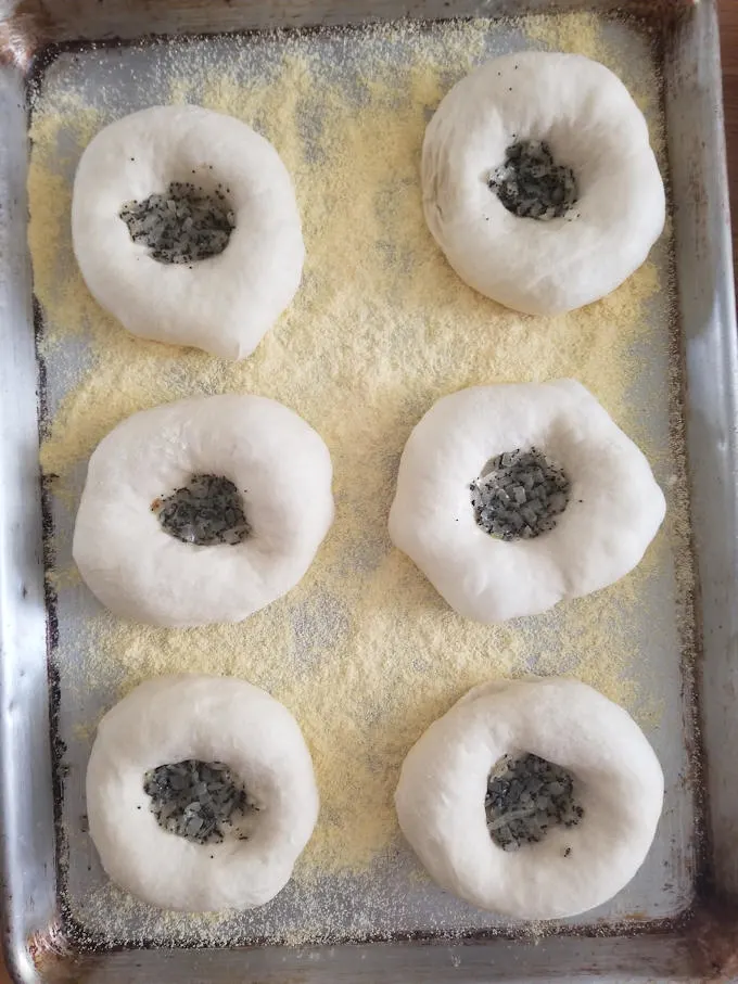 Onion & Poppy Seed Bialys, ready for the oven