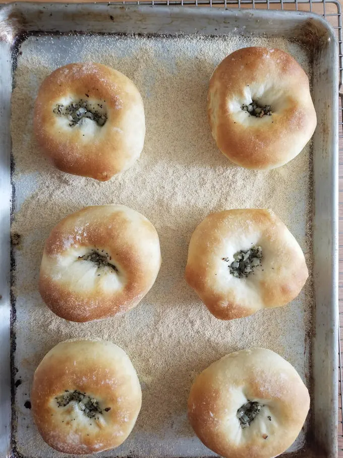 Onion & Poppy Seed Bialys, hot from the oven