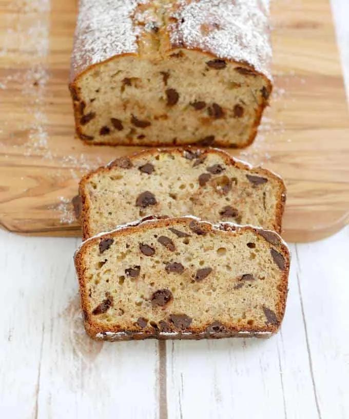 slices of chocolate chunk banana bread