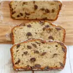 a pinterest image for chocolate chunk banana bread recipe