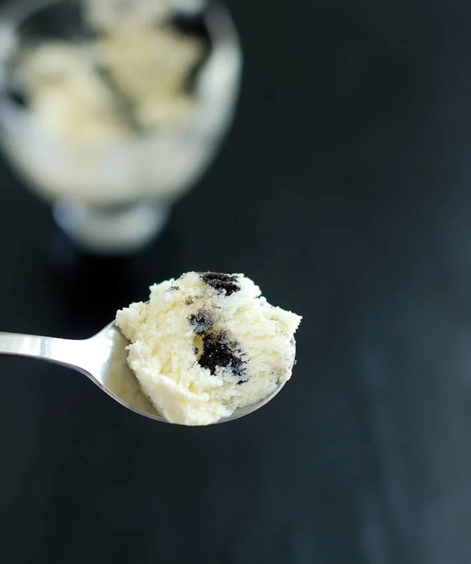 a spoonful of black sesame ice cream