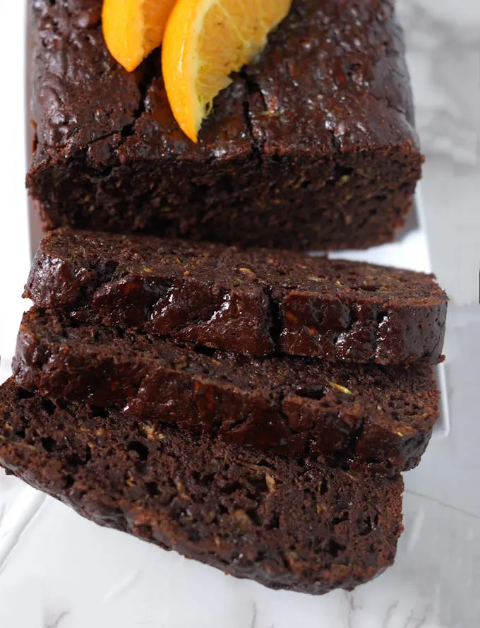 Chocolate Zucchini bread beauty shot.