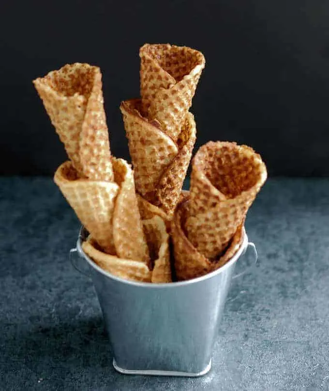 ice cream cones in a bucket