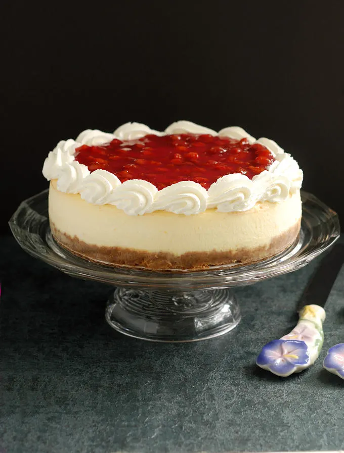 New York Cheesecake with sour cherry topping