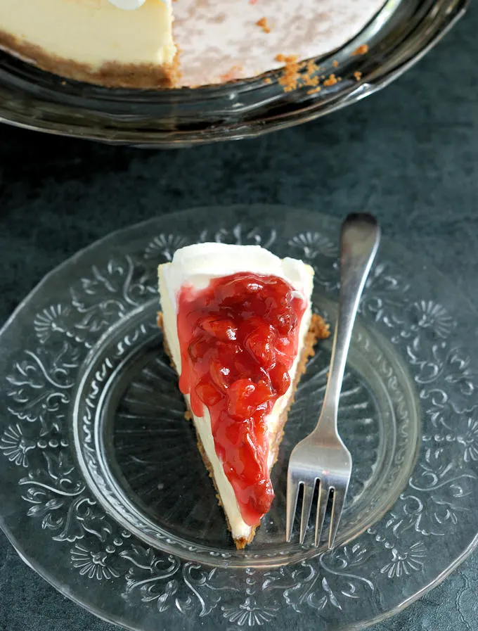 New York Cheesecake with sour cherry topping