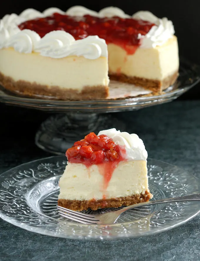 New York Cheesecake with sour cherry topping