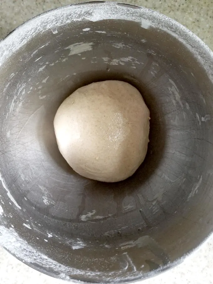 pumpkin seed cracker dough in a bowl before rising