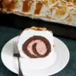 a slice of baked alaska cake roll