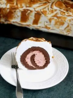 a slice of baked alaska cake roll