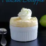 a pinterest image for key lime souffle