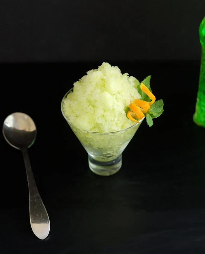 a dish of fresh melon granita