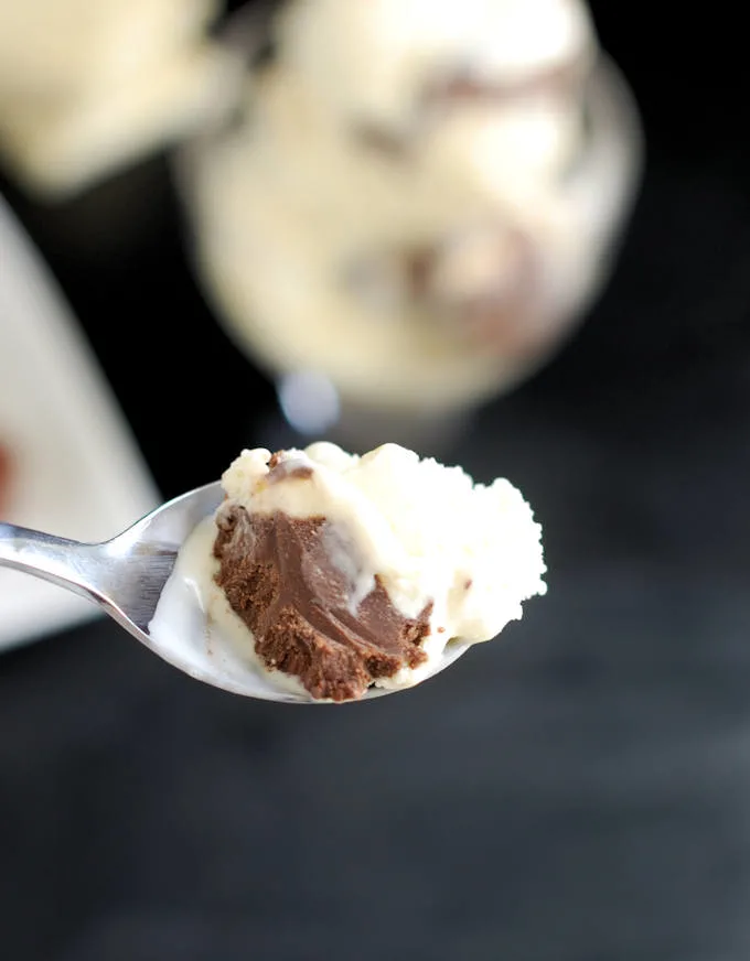 white chocolate ice cream with chocolate truffles