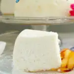 a slice of angel food cake with text overlay