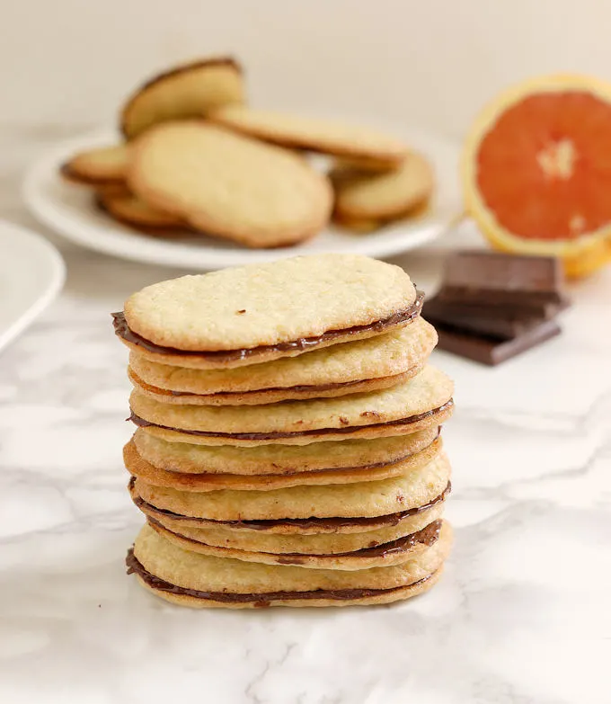 A stack of chocolate orange thins