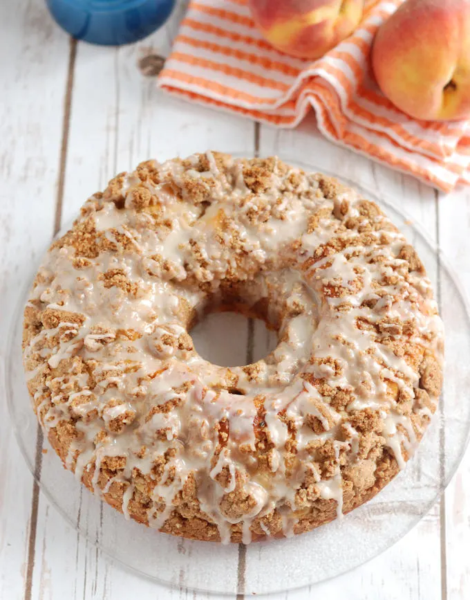 peach & pecan streusel coffee cake