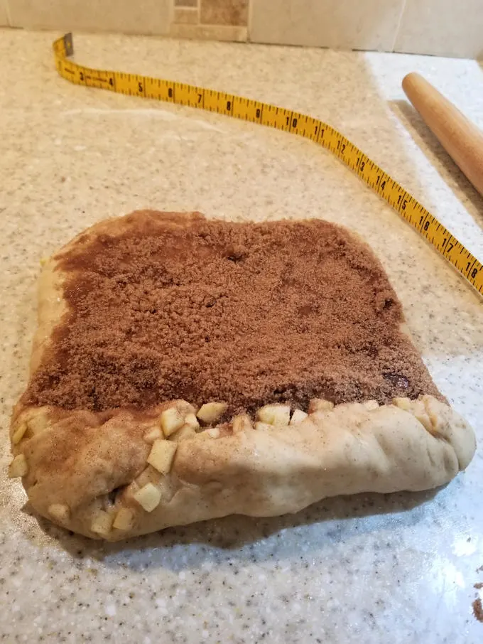 rolling fresh apple cinnamon swirl bread