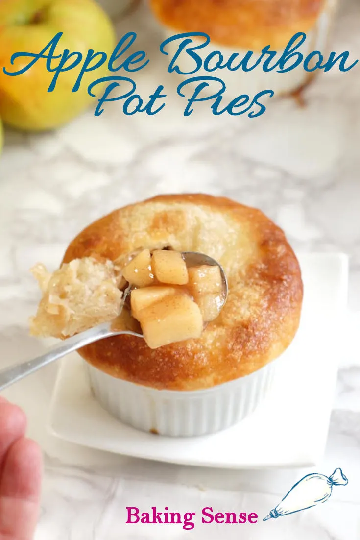 Apple Bourbon Pot Pie is a truly special treat. This is where comfort food meets dinner-party-worthy dessert. All the elements can be made ahead for easy entertaining (includes an alcohol-free option). #easy #puffpastry #homemade #fromscratch #best #bourbon #alcohol-free #makeahead
