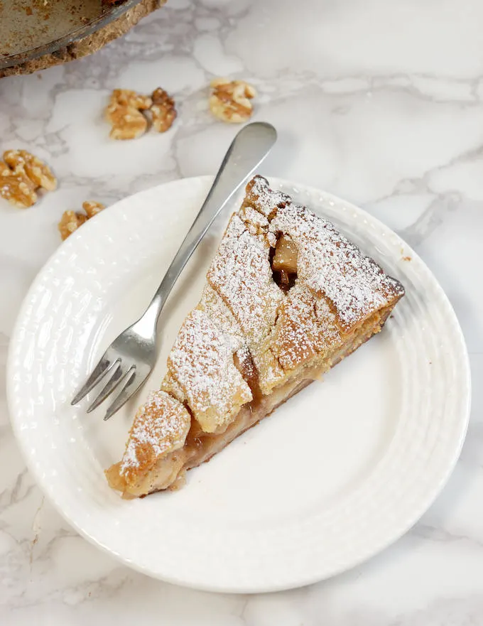 a perfect slice of apple walnut linzer tart