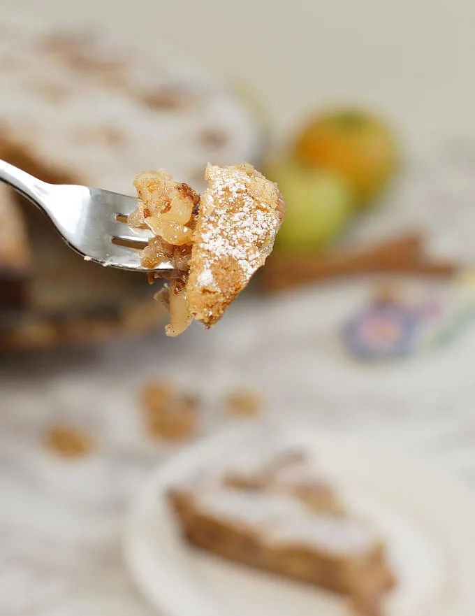 a bite of apple walnut linzer tart