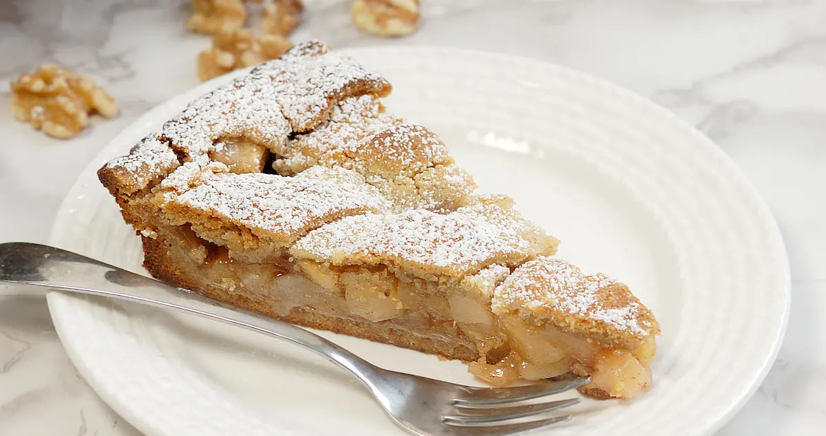 apple walnut linzer tart
