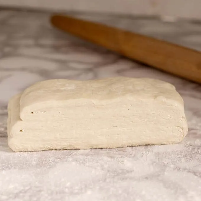 a slab of classic puff pastry dough