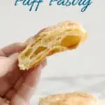 an image for pinterest of puff pastry with text overlay