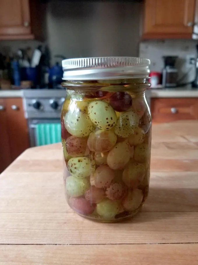 a jar of pickled grapes