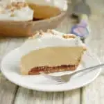 A slice of peanut butter mousse pie