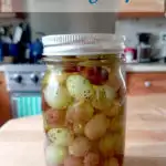 a jar of Pickled Grapes with text overlay for pinterest