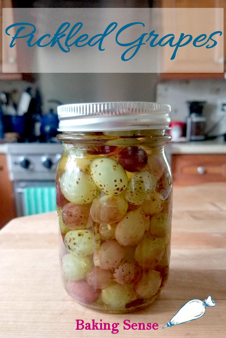 Pickled Grapes are so easy to make and have a wonderful spicy, sweet and sour flavor. Just one day in the refrigerator and they're ready to go onto your salads, antipasto, bread or sandwich. #pickes #preserves #easy #best