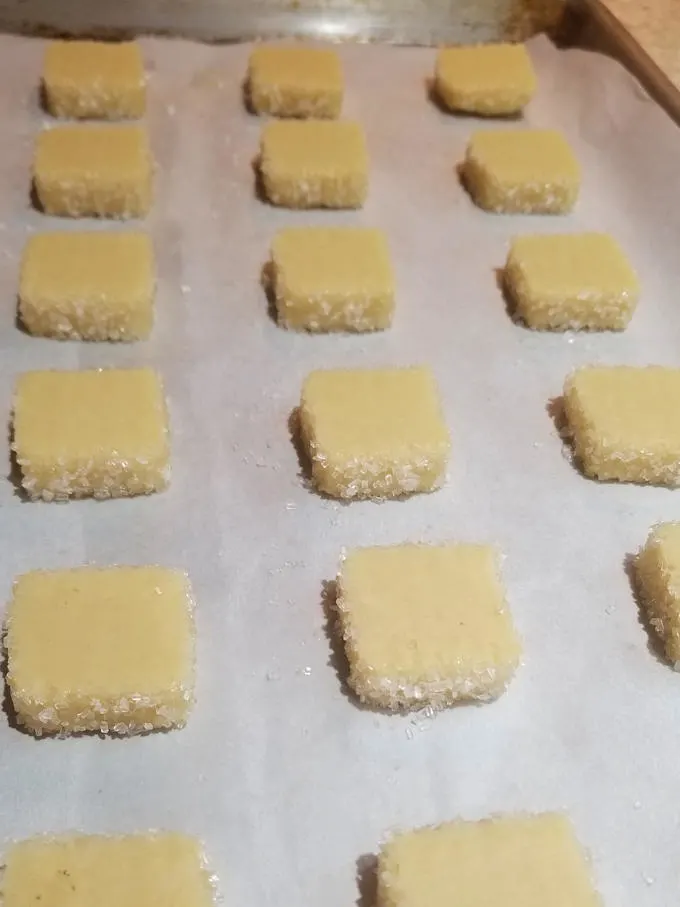 a tray of sable cookies ready for the oven