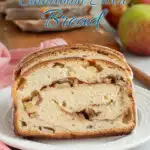 a pinterest image for apple cinnamon swirl bread with text overlay.