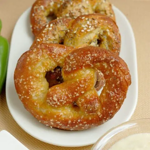 Beer Infused Bavarian Soft Pretzels and Jalapeno Cheddar Dip